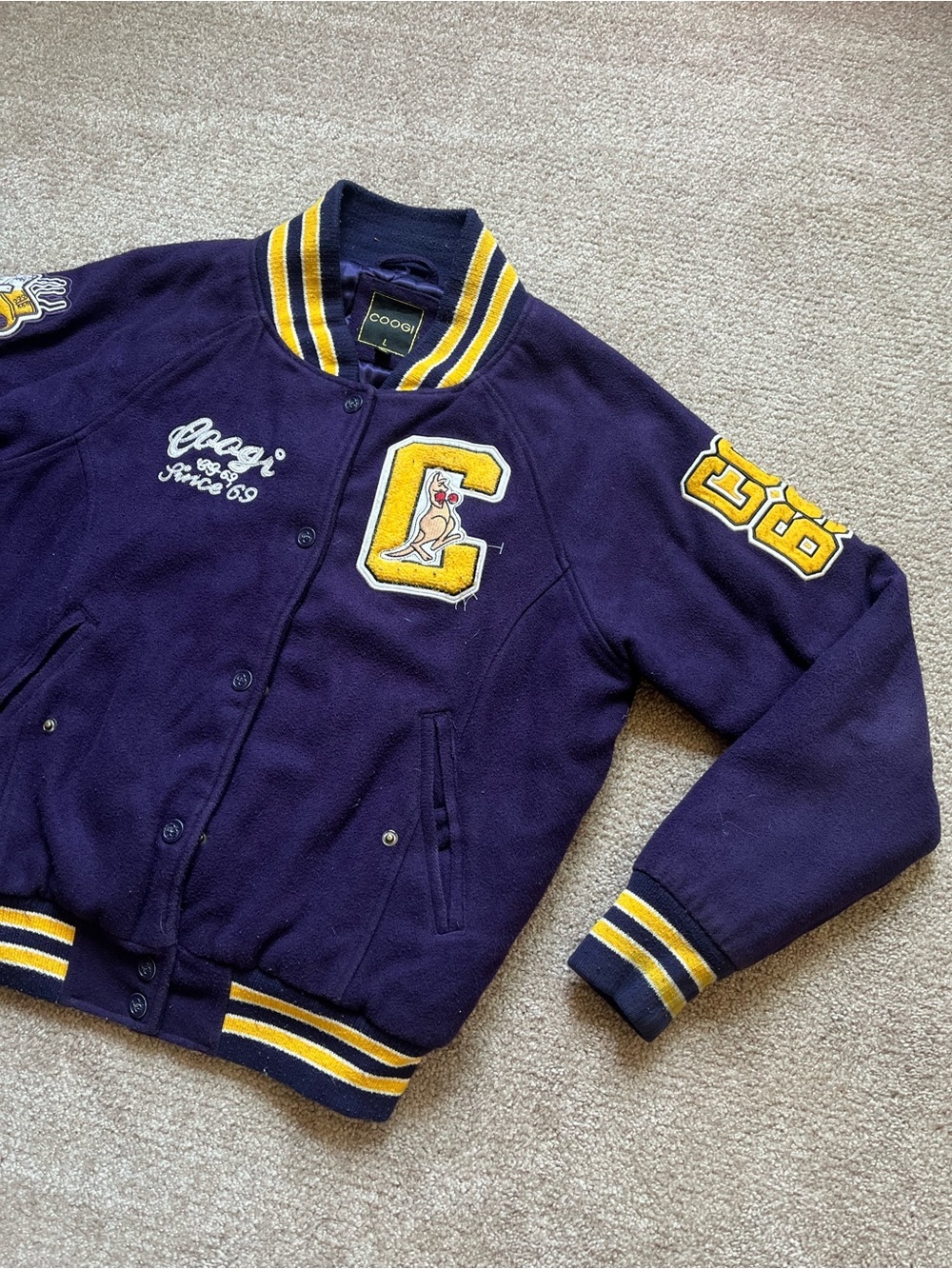 VTG 00’s / Y2K COOGI Purple & Gold Varsity Jacket - Picture 4 of 8